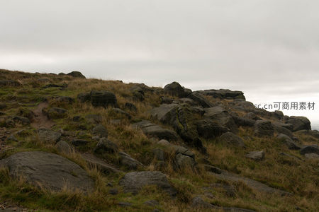 覆盖苔藓的山地岩石群