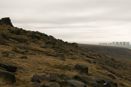 崎岖山坡上的风化岩群