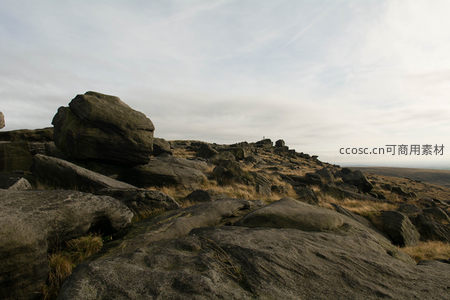 岩石群与稀疏植被的大地肌理