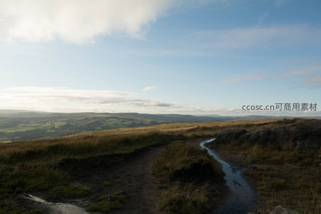 泥泞小径蜿蜒穿过高原草甸