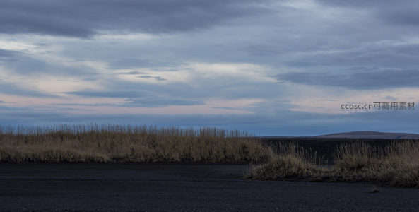 枯草临风立旷野，云卷天边暮色沉