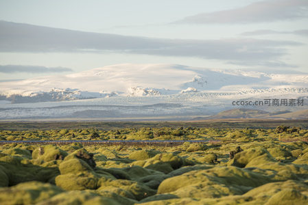 阳光洒落苔藓之地与雪山之巅