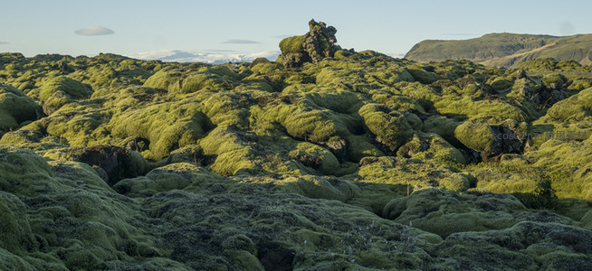 广袤苔原景观，远山如黛映蓝天