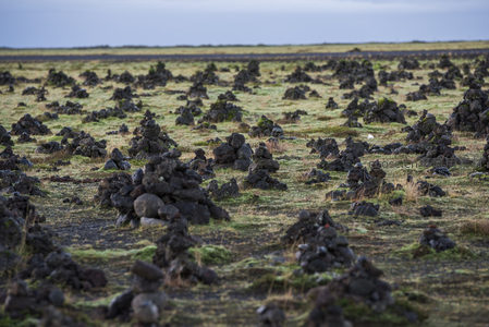 苔原上的火山石堆与青苔共生奇景