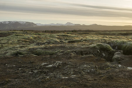 苔原裂隙与雪山远景构成壮阔画卷
