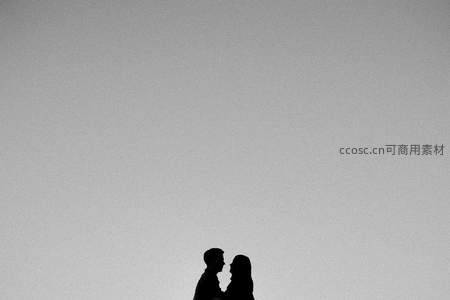 剪影恋人：暮色中相拥的浪漫瞬间