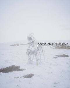 雪域孤寂宇航员，白色世界中的沉思者