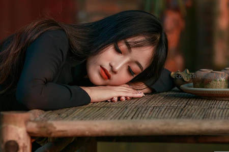 古风美人竹榻小憩