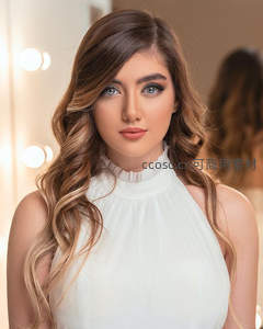 镜前白衣卷发美人