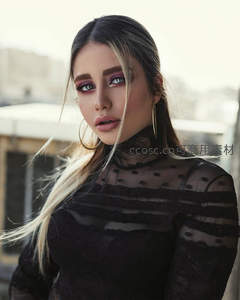 黑纱蕾丝妆容女性时尚写真