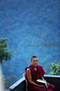 山间僧侣静读经书