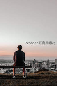 黄昏山顶独坐，俯瞰城市灯火初上