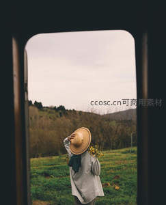 门框中的田野采花人