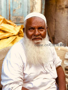 白须老者静坐，眼神深邃如智者