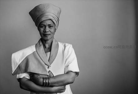 黑白光影中沉静自信的传统女性