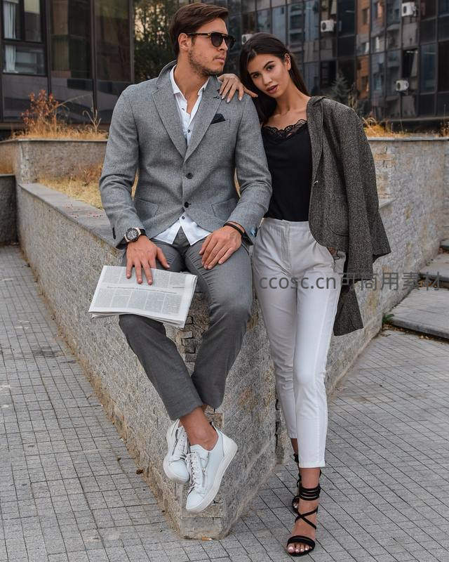 都市街头情侣优雅商务风造型