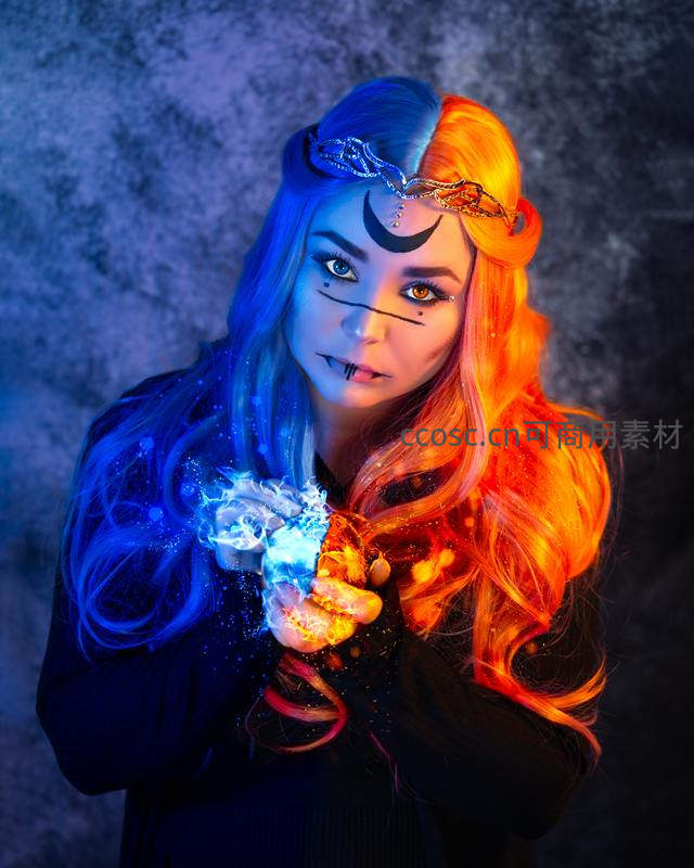 奇幻双色魔法师掌心发光