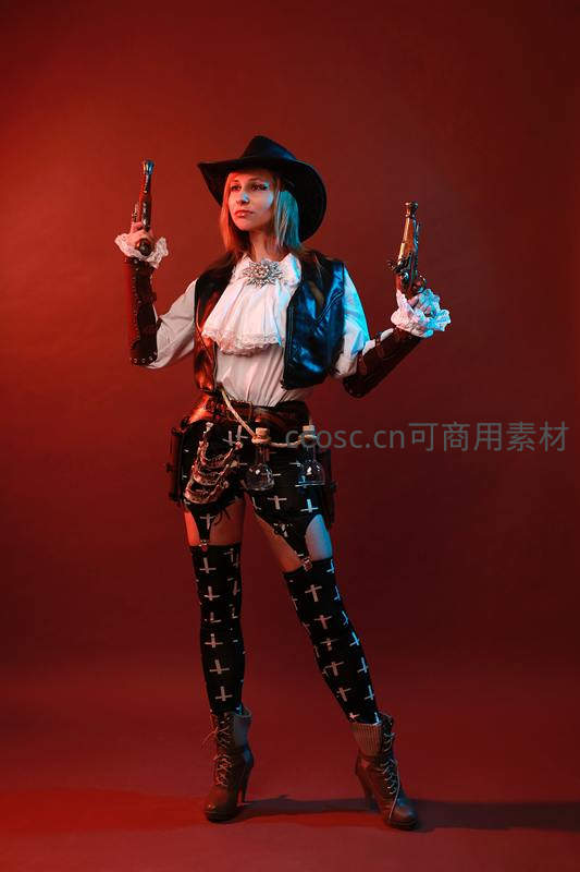 西部牛仔女枪手双枪在手，气场全开