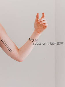 手臂上的文字与叶子纹身