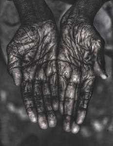 布满岁月痕迹的双手，黑白影像诉说故事