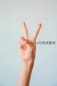 经典胜利手势，两指向上，传递和平与喜悦