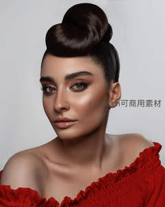 红裙高髻优雅妆容