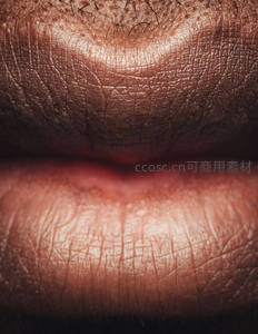 唇部微距特写，纹理清晰展现自然质感