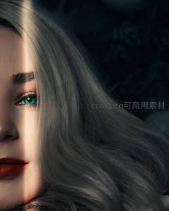 银发绿眸的神秘侧颜