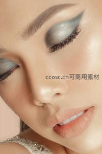 银色眼影下的精致眼部特写