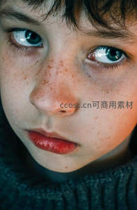 蓝眸少年的深邃凝视