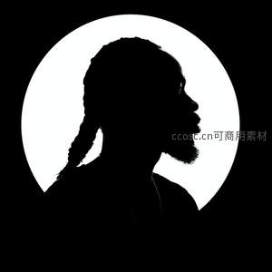 黑白剪影中的侧脸轮廓