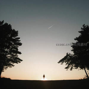 孤影立山巅，流星划过天际