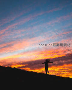 夕阳下奔跑的剪影，自由与梦想的瞬间