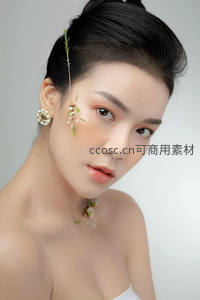 东方新娘花饰优雅侧颜