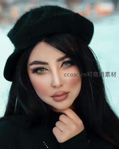 黑帽女子冬日写真