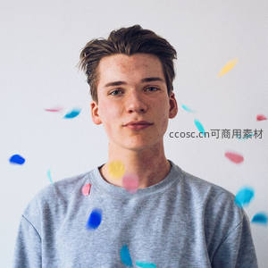 彩色纸屑飞舞的少年