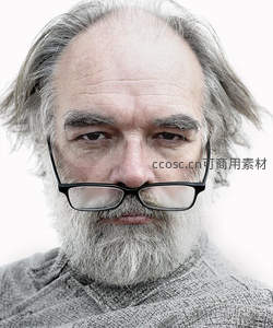 眼镜下滑的智者，胡须花白目光锐利