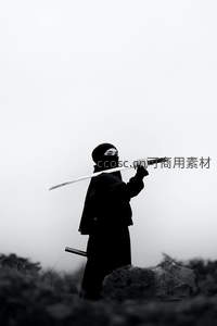 雾中武士的孤寂身影