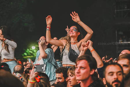音乐节狂欢人群热情舞动