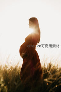 逆光中的孕妇剪影，唯美动人