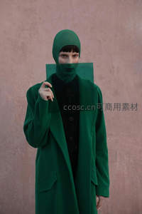 绿色面罩艺术人像神秘登场