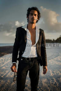 海滩上的随性绅士风范