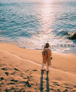 海边独影追夕阳足迹