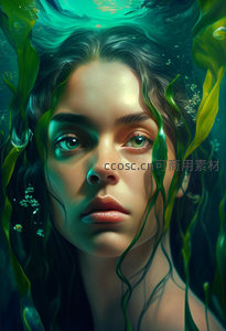 深海人鱼的宁静凝视