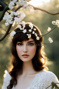 花冠少女沐浴春日暖阳