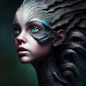 异星少女鳞片覆面绿瞳