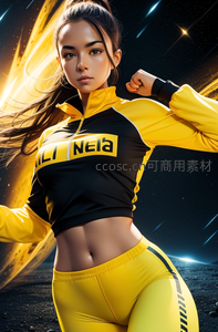 宇宙背景下的运动女孩