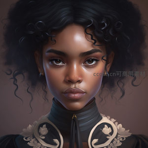 卷发少女复古高领服饰优雅特写