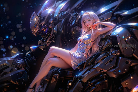 银发少女与巨型机甲共舞