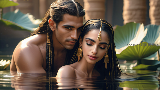 古埃及情侣水中拥吻